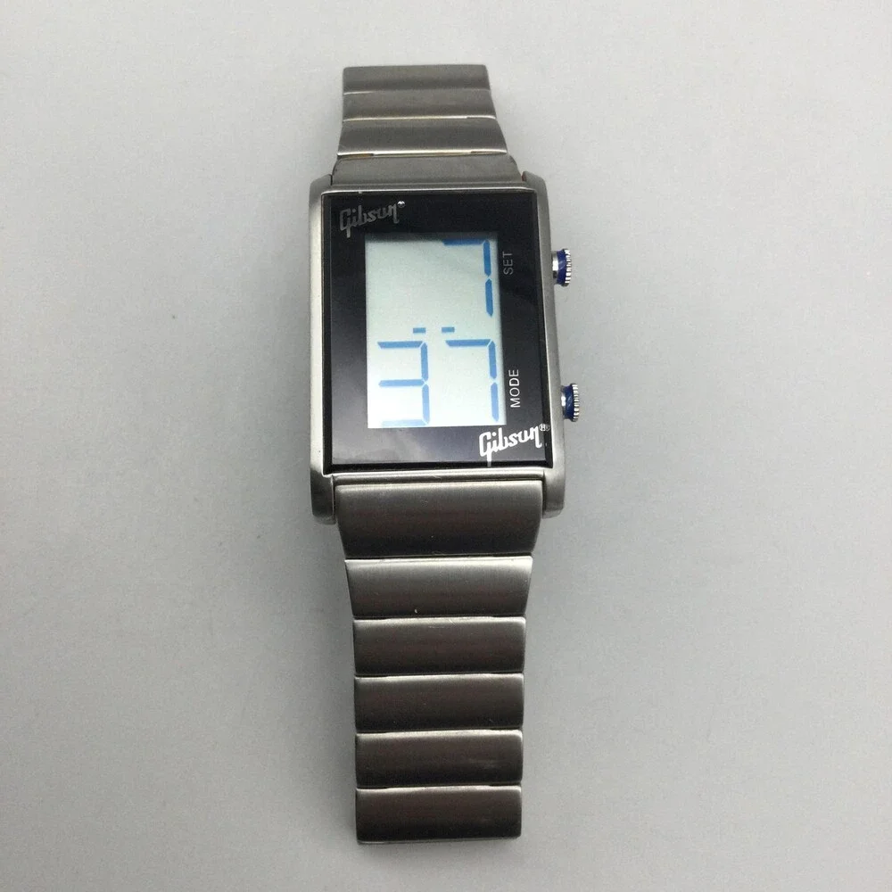 Gibson Digital Unisex Watch 28mm Silver Tone Stainless New Battery 8.25